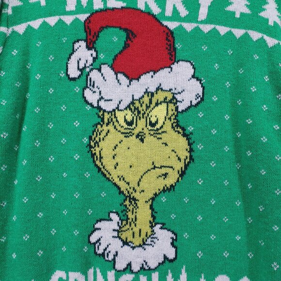 The Grinch Merry Grinchmas Knit Ugly Christmas Crewneck Sweater Large Dr. Seuss - Picture 8 of 16